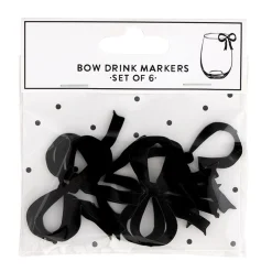 Acrylic Black Bow Drink Tags 6ct