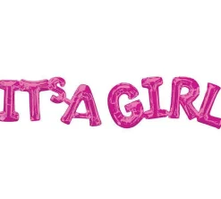 Air-Filled Pink It's A Girl Letter Balloon Banner 42"
