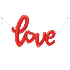 Air-Filled Red Love Cursive Letter Balloon 47in