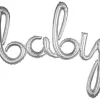 Air-Filled Silver Baby Script Letter Balloon 39"