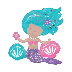 Air-Filled Sitting Shimmer Mermaid Balloon 18"