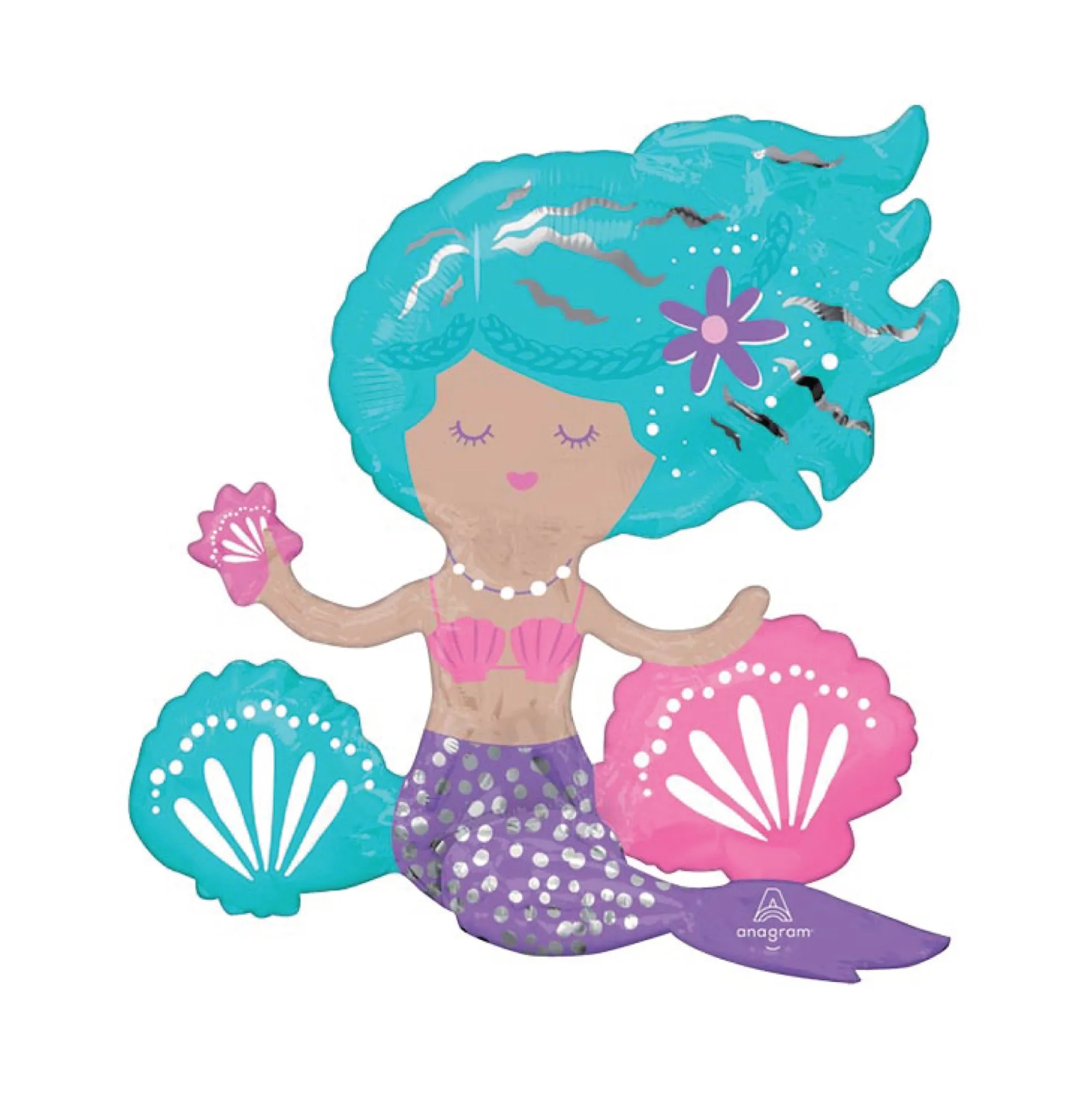 Air-Filled Sitting Shimmer Mermaid Balloon 18"