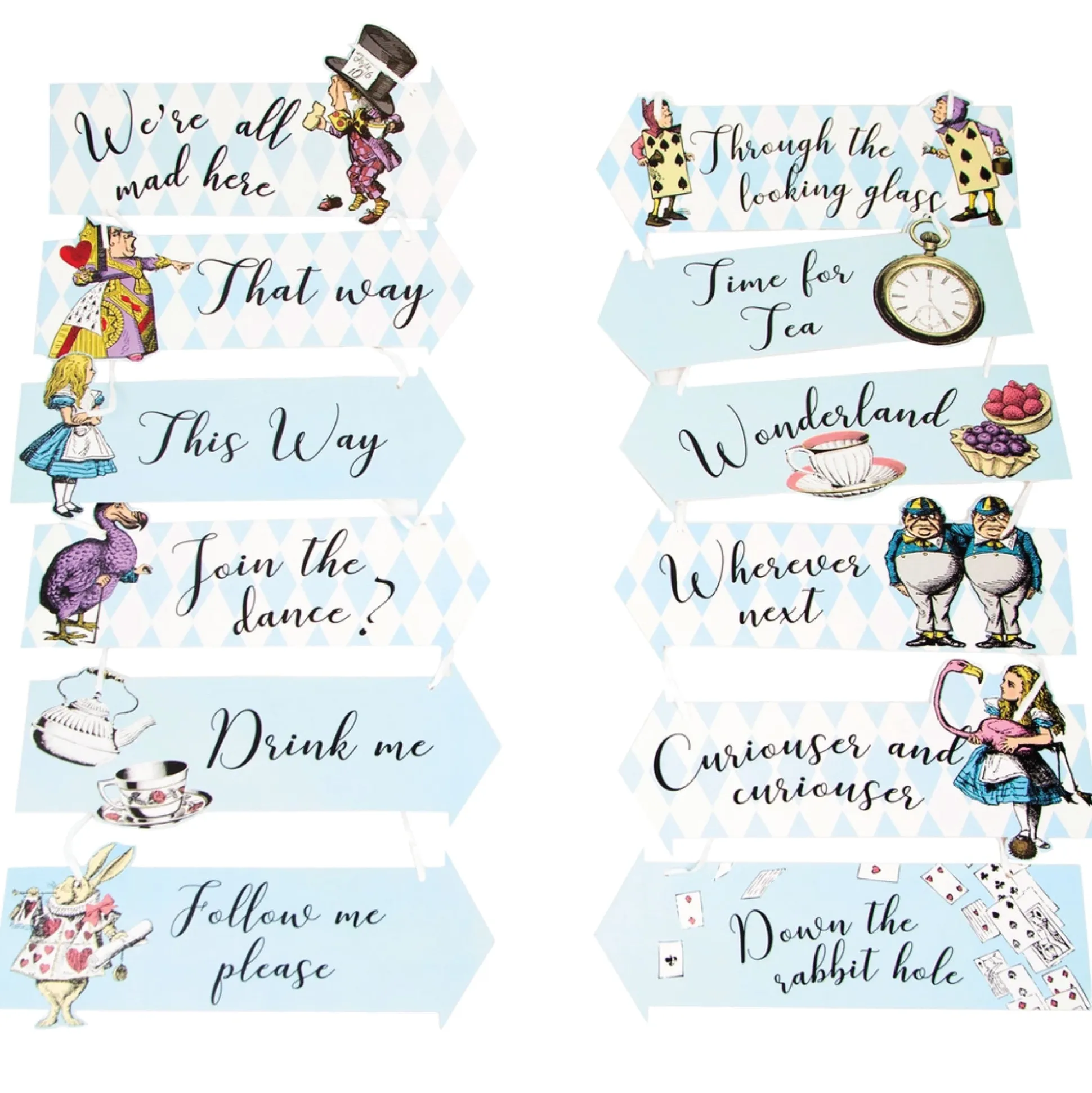 Alice in Wonderland Party Sign Decorations 12ct