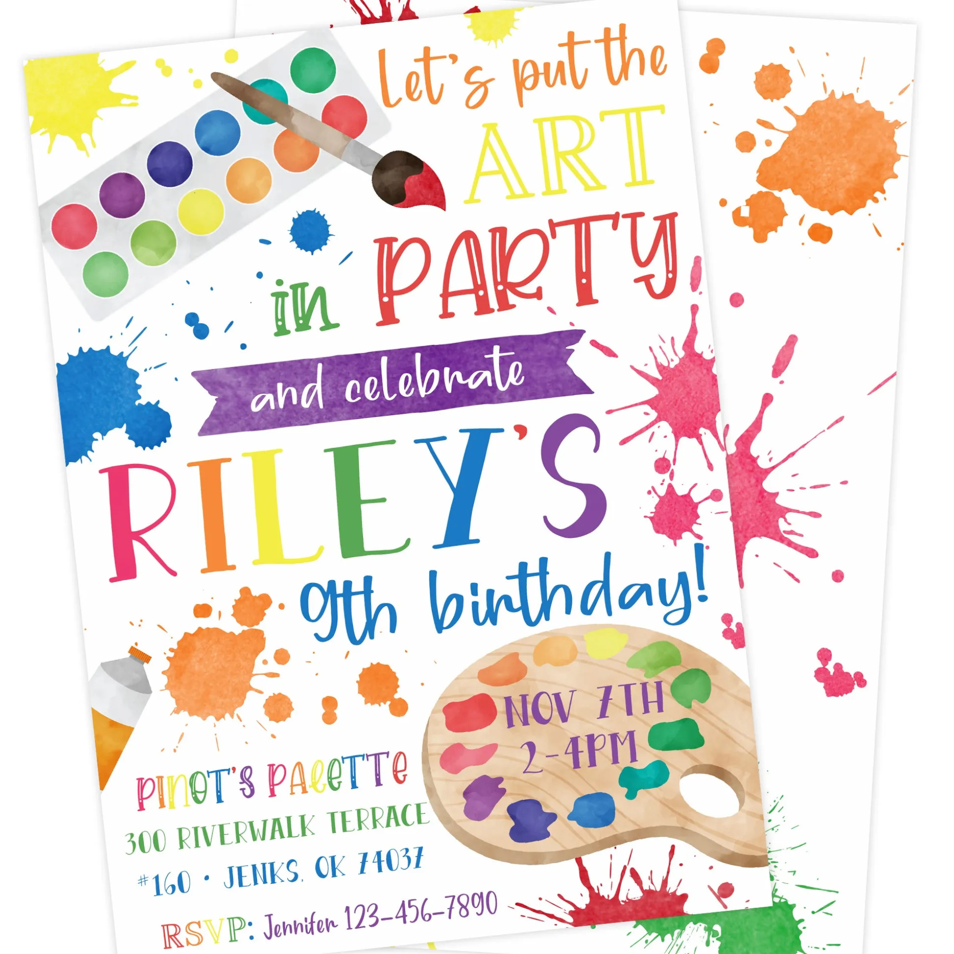 Art Party Birthday Invitation