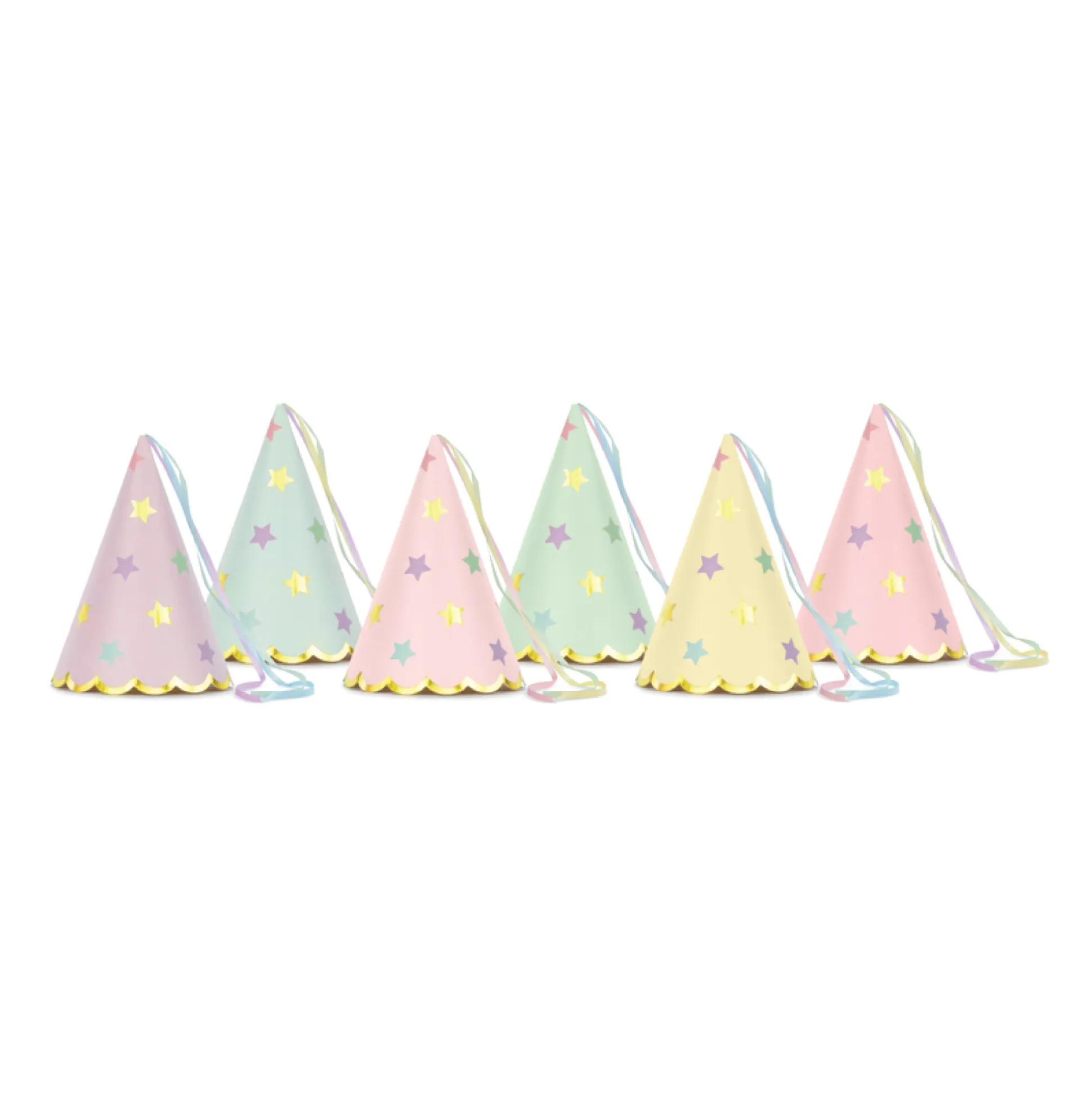 Assorted Pastel Star Party Hats 6ct