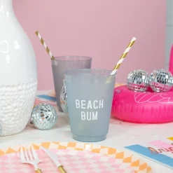 Beach Bum Blue Frosted Plastic Cups 8ct
