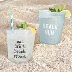 Beach Bum Blue Frosted Plastic Cups 8ct