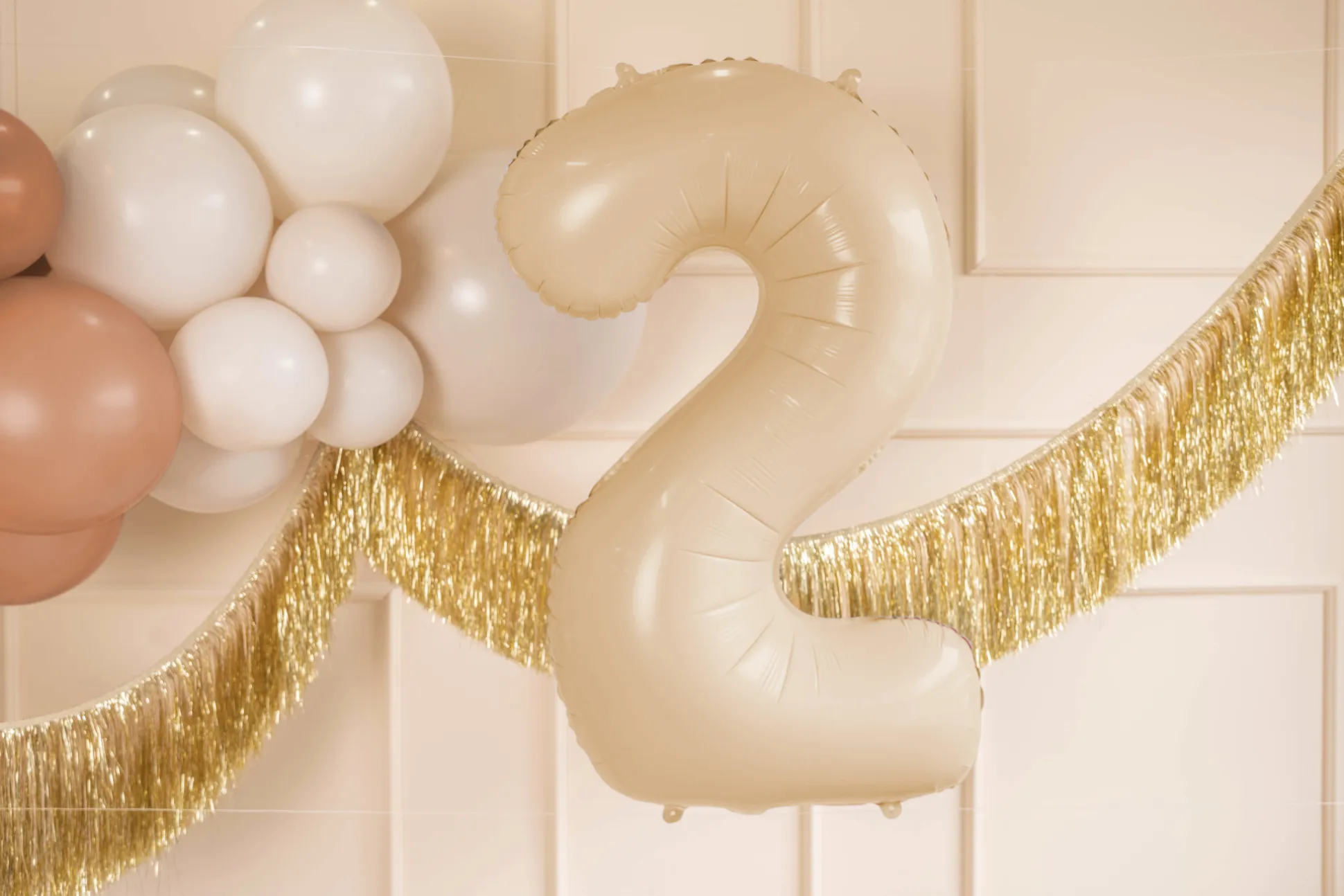 34" Beige Number Balloon 0-9