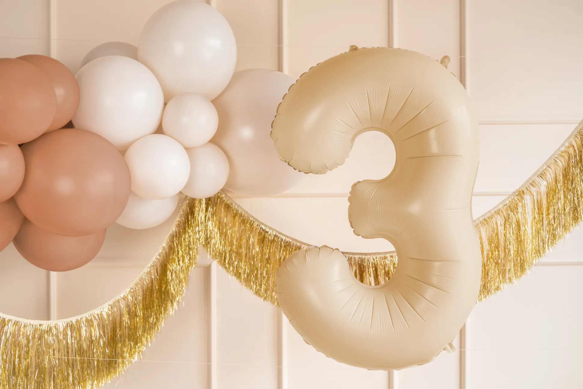 34" Beige Number Balloon 0-9
