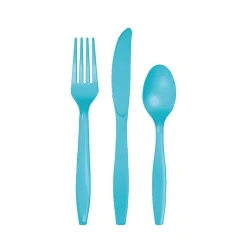 Bermuda Blue Plastic Cutlery Set for 8