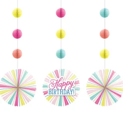 Birthday Bright Paper Hanging Decor 3ct