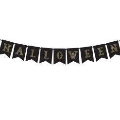 Black and Gold Halloween Pennant Banner
