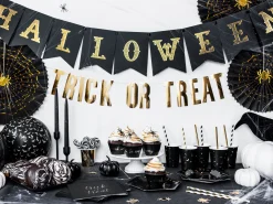 Black and Gold Halloween Pennant Banner