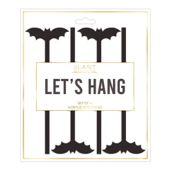 Black Bat Acrylic Drink Stirrers 4ct