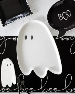 Black Boo Halloween Lunch Plates 8ct