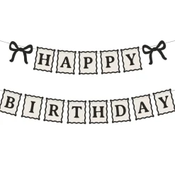 Black Bow Happy Birthday Banner 3.25ft
