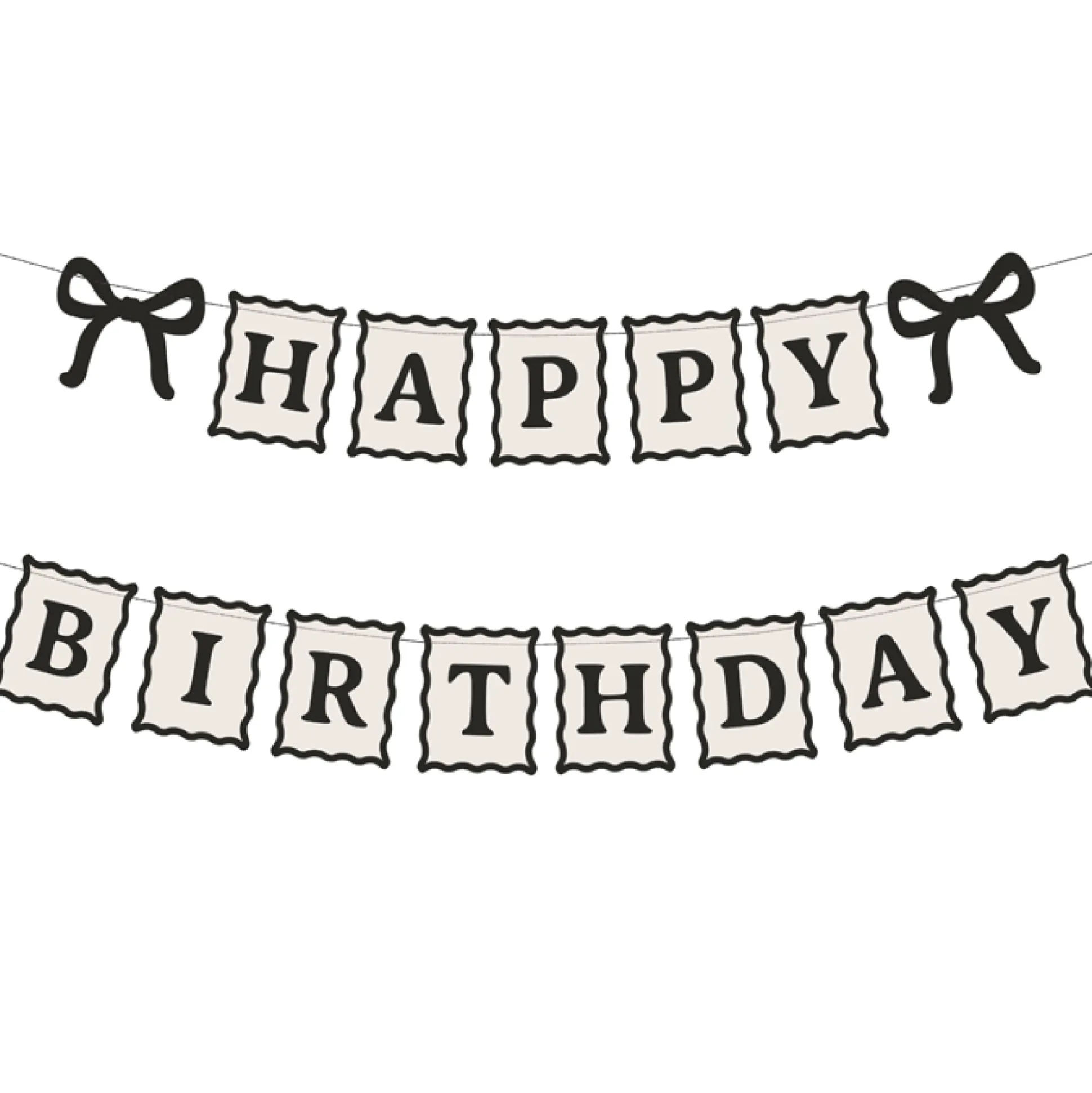 Black Bow Happy Birthday Banner 3.25ft