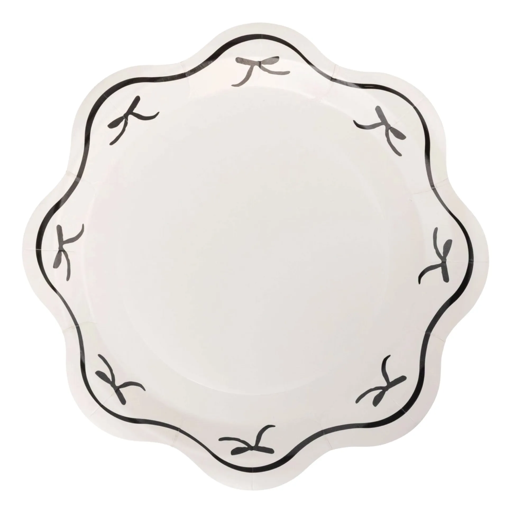 Black Bow Scalloped Lunch Plates 8ct