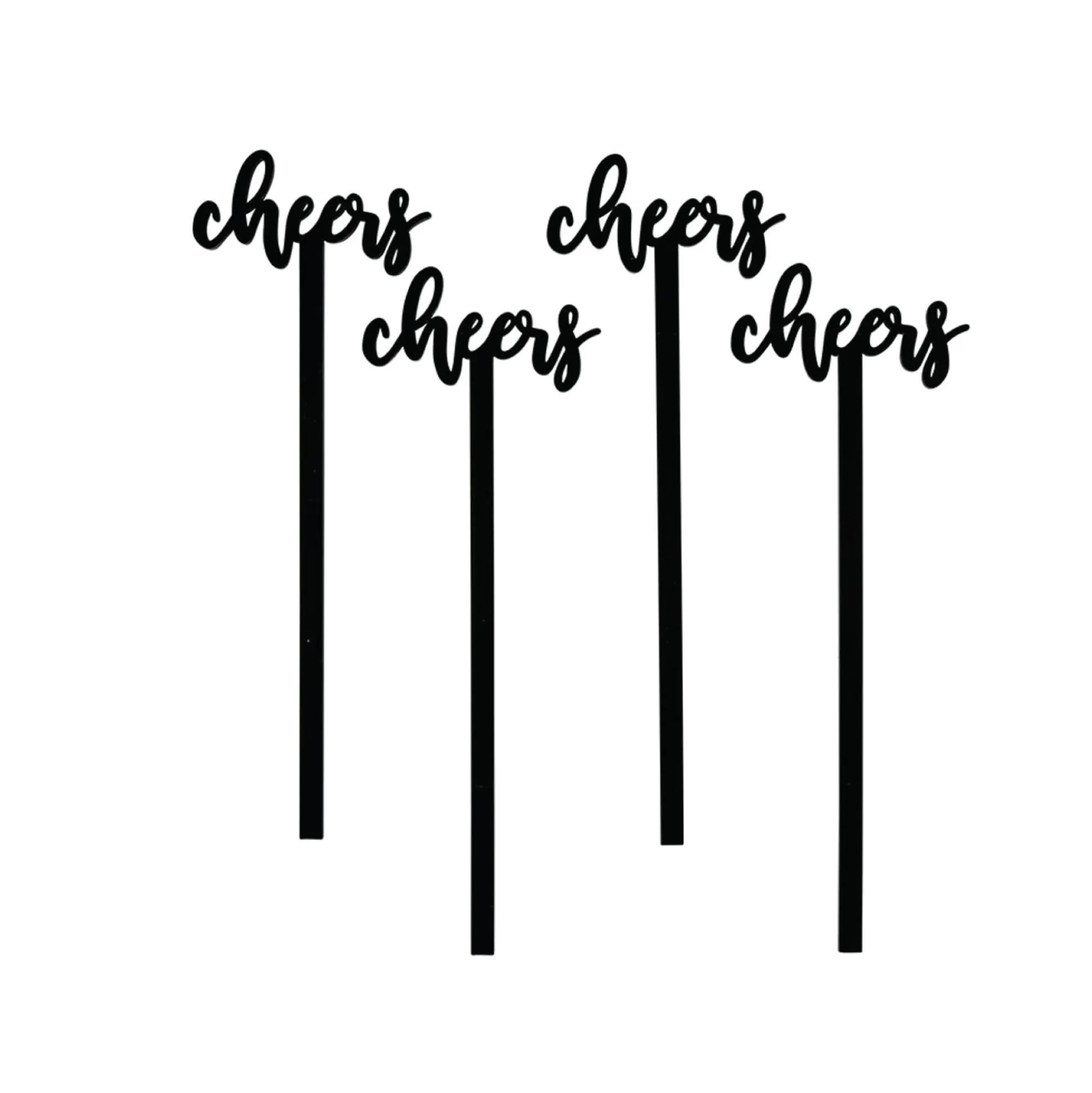 Black Cheers Acrylic Cocktail Stir Sticks 4ct