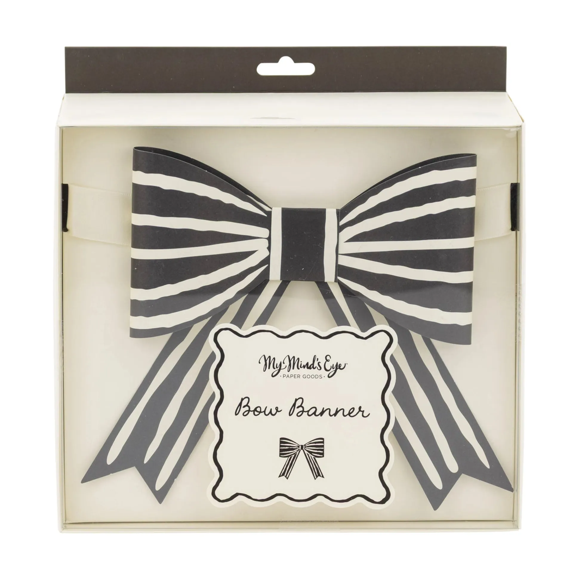Black & Cream Bow Banner 7ft