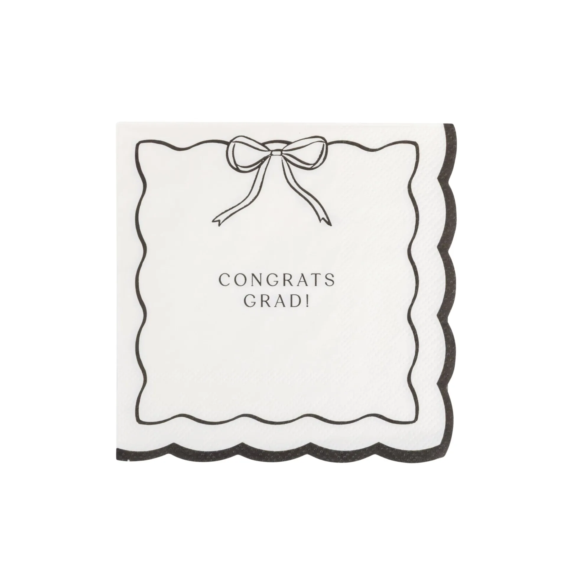 Black & Cream "Congrats Grad" Bow Dessert Napkins 24ct