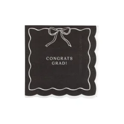 Black & Cream "Congrats Grad" Bow Dessert Napkins 24ct
