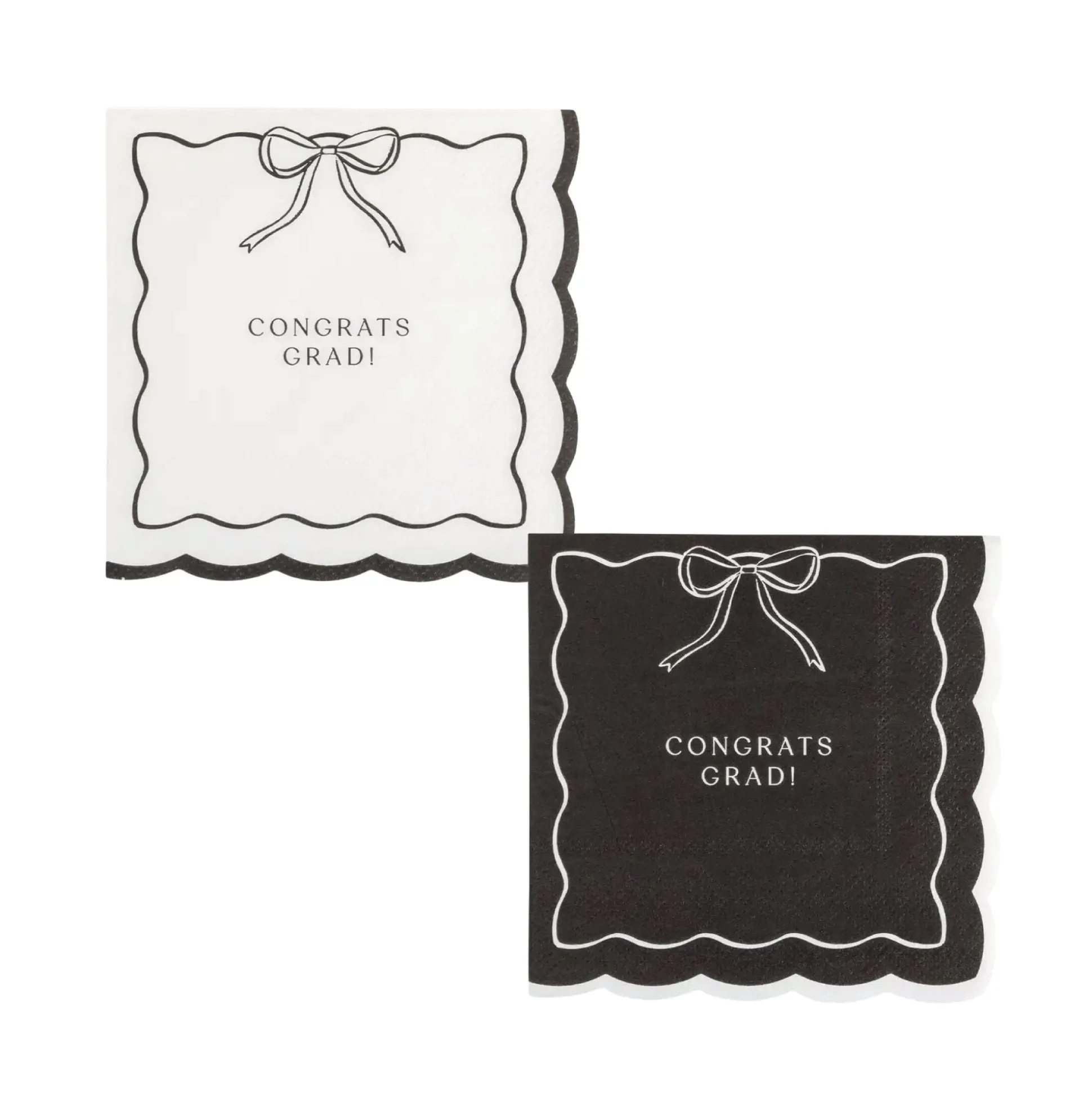 Black & Cream "Congrats Grad" Bow Dessert Napkins 24ct