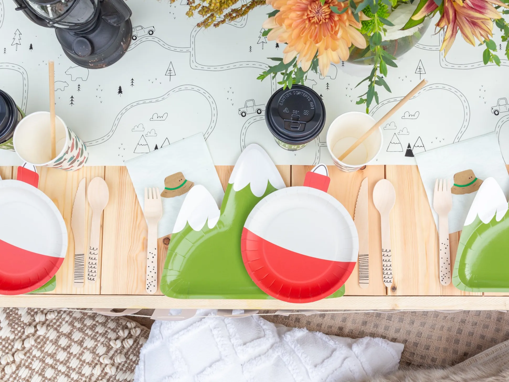 Black Doodles Wooden Cutlery Set for 6