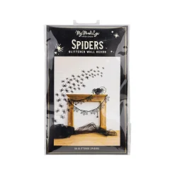 Black Glitter Spiders Halloween Wall Decorations 50ct
