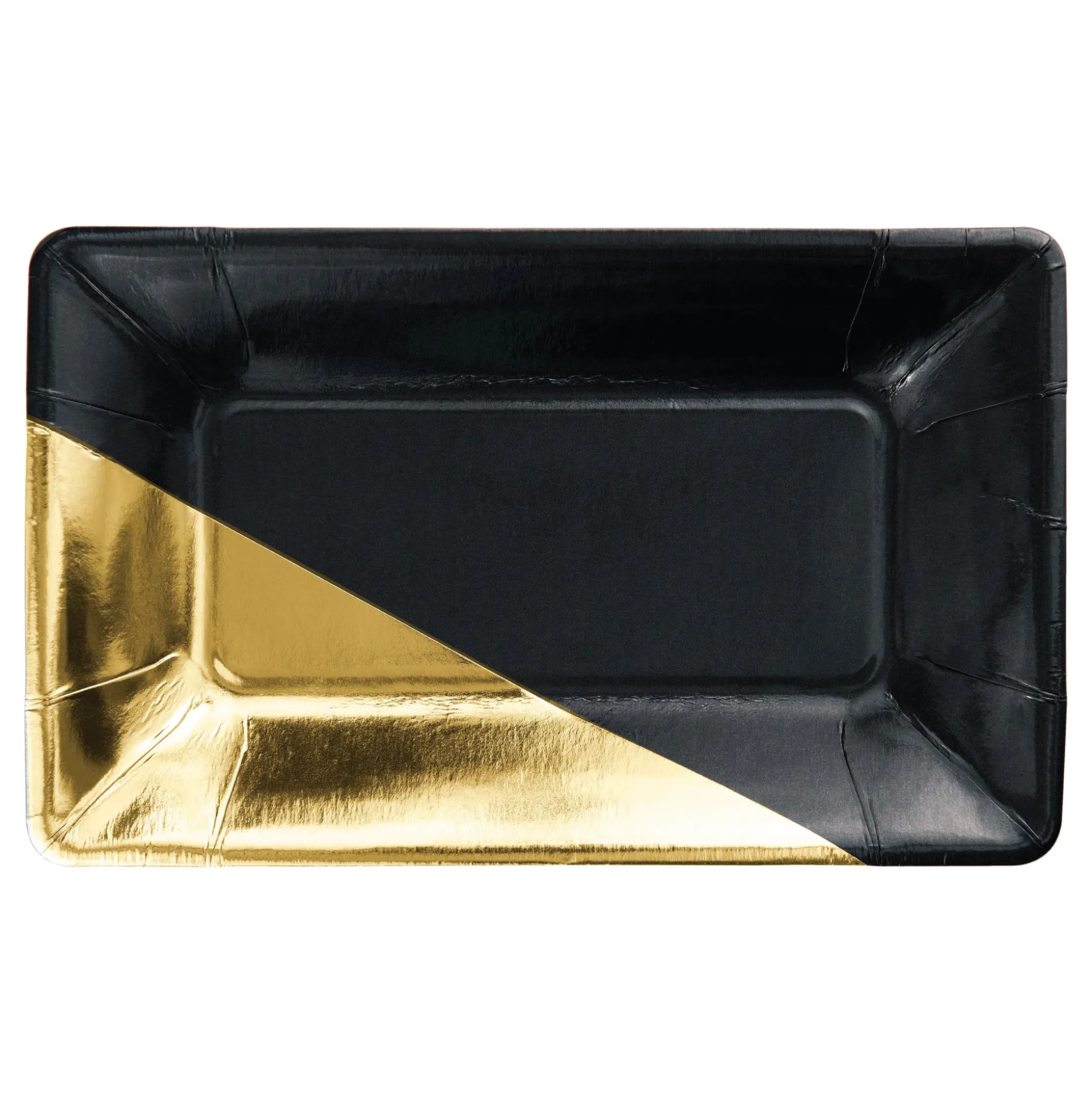 Black & Gold Foil Rectangle Dessert Plates 8ct