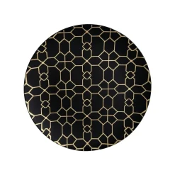 Black & Gold Geometric Pattern Plastic Dessert Plates 10ct