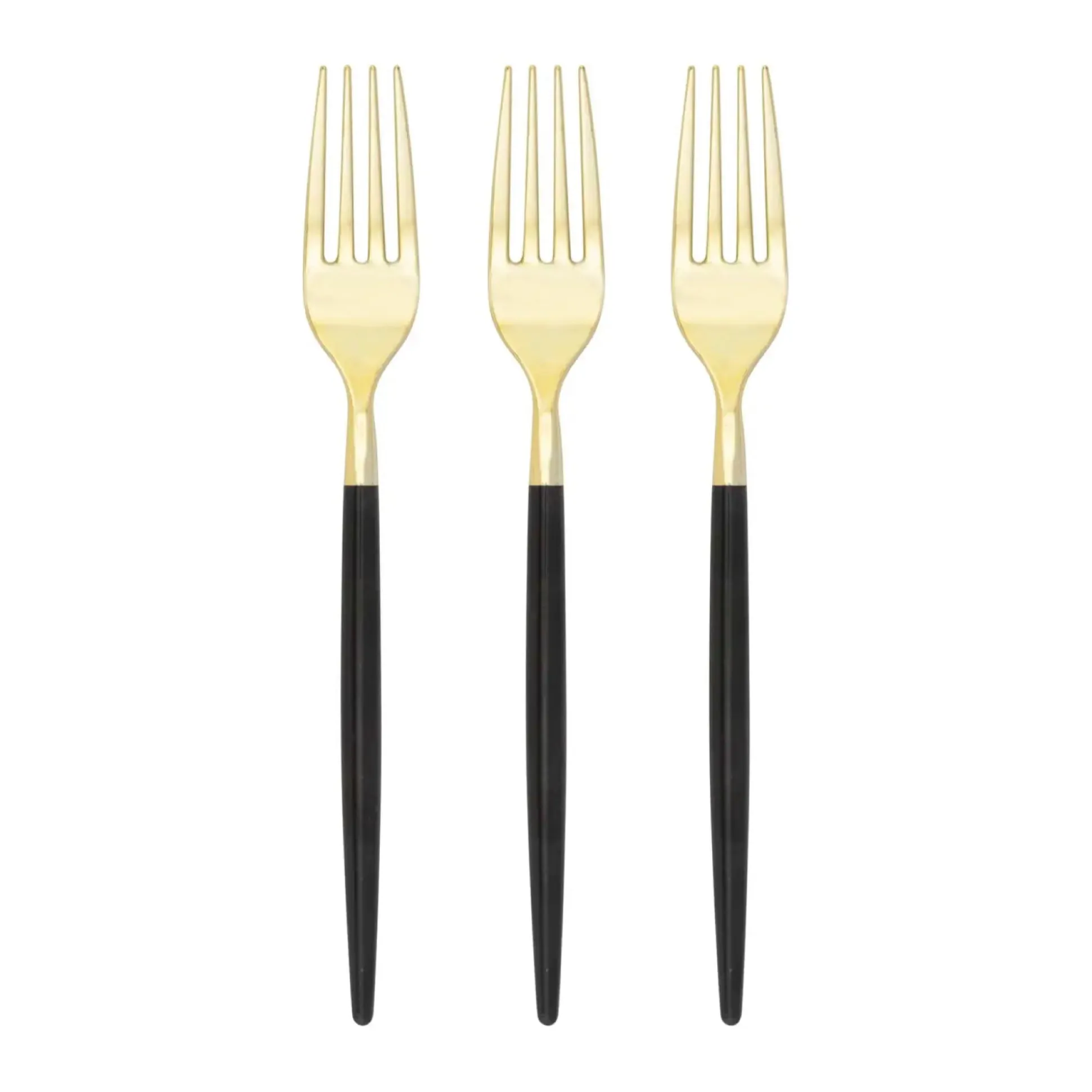 Black & Gold Plastic Forks 32ct