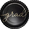 Black & Gold Script Graduate Dinner Plates 8ct