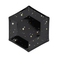Black & Gold Star Dessert Plates