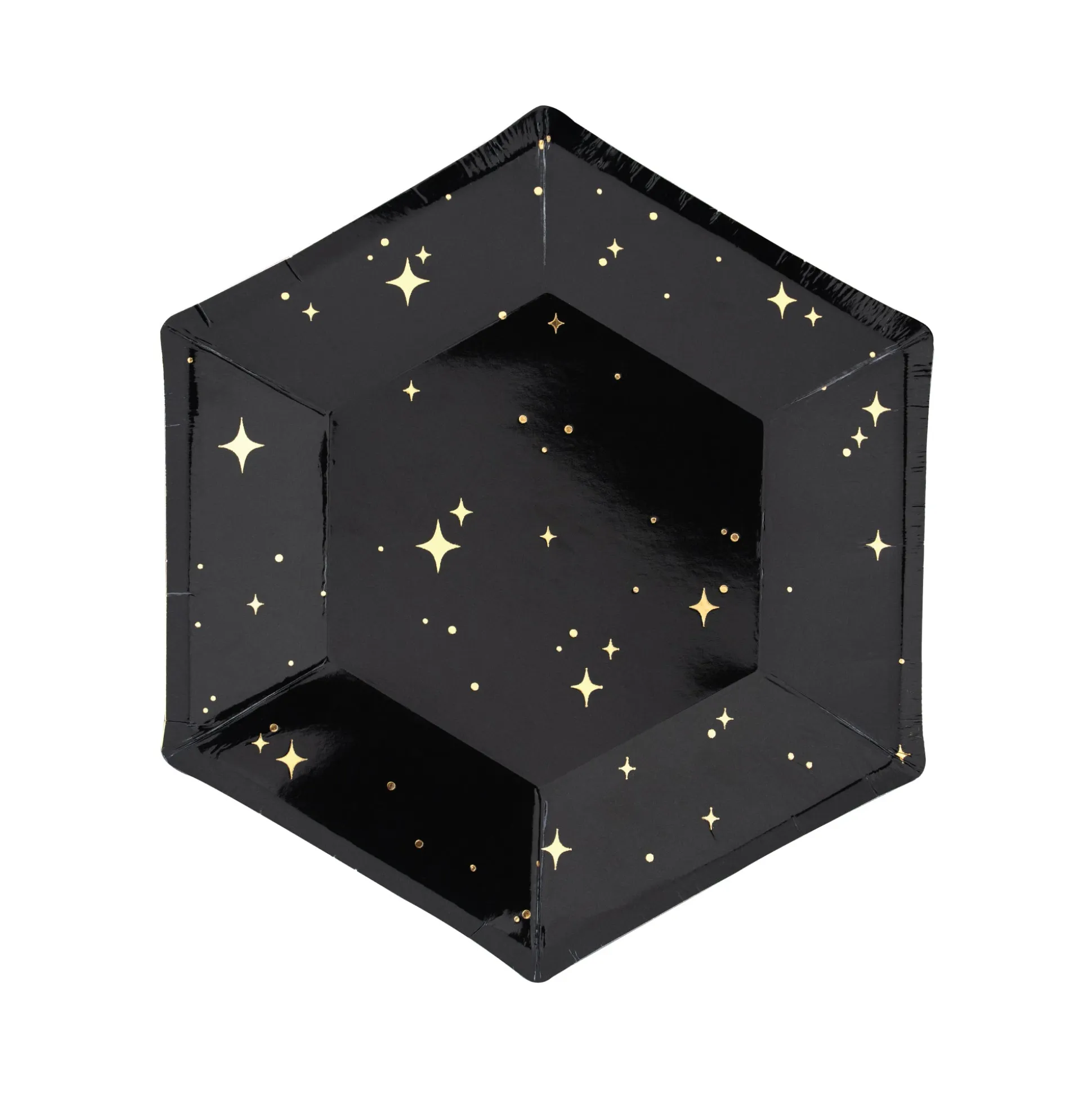 Black & Gold Star Dessert Plates
