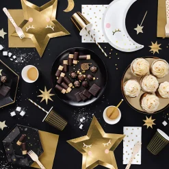 Black & Gold Star Dessert Plates