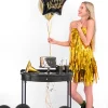 Black Happy Birthday Star Balloon 15.5in