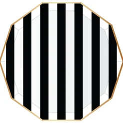 Black Noir Cabana Striped Dinner Plates 8ct