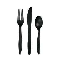 Black Premium Plastic Cutlery Set for 8