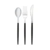 Black & Silver Plastic Cutlery Set for 8