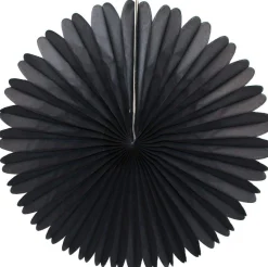 Black Tissue Paper Fan 13in