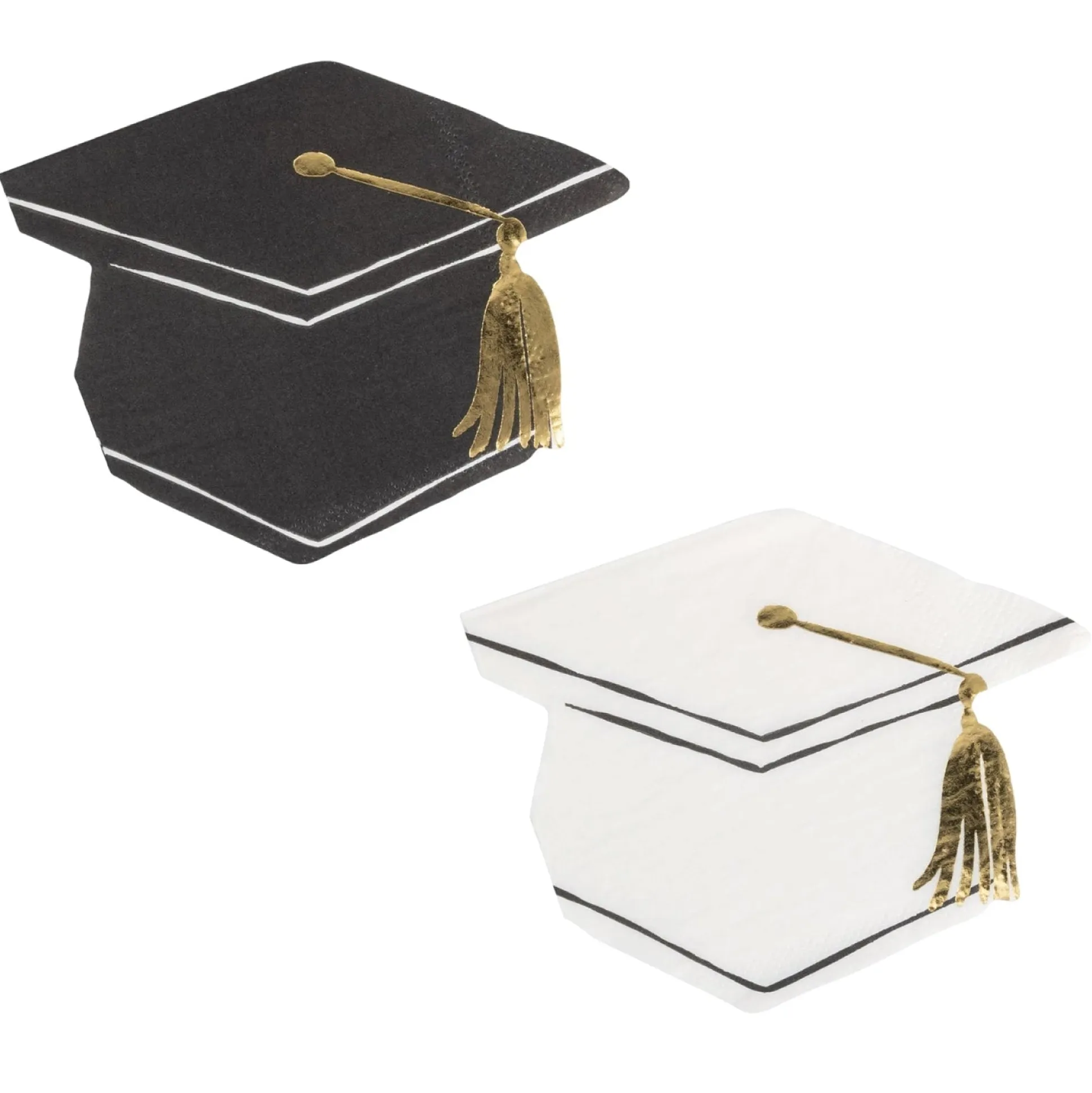 Black & White Graduation Hat Dessert Napkins 18ct