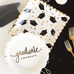 Black & White Graduation Hat Dessert Napkins 18ct