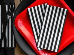 Black & White Striped Lunch Napkins 20ct