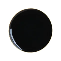Black With Gold Rim Plastic Dessert Plates 10ct