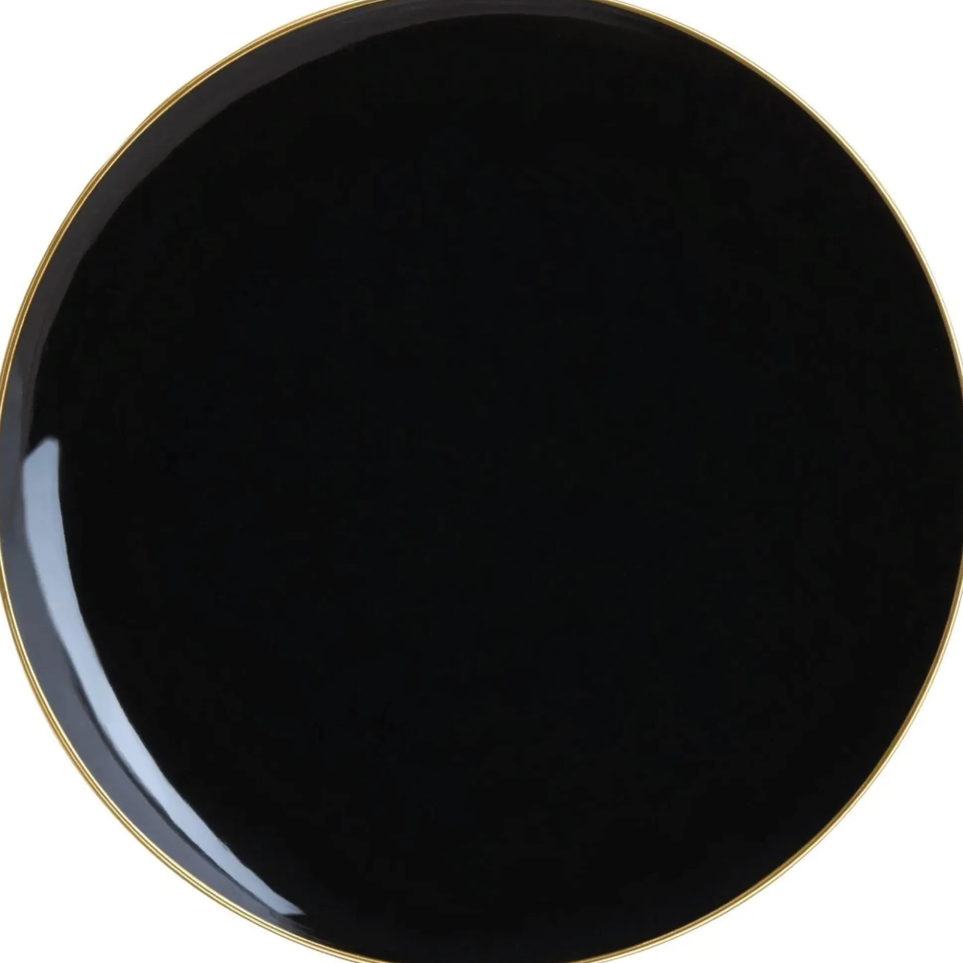 Black With Gold Rim Plastic Dinner Plates 10ct