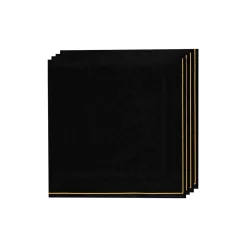 Black with Gold Stripe Dessert Napkins 20ct