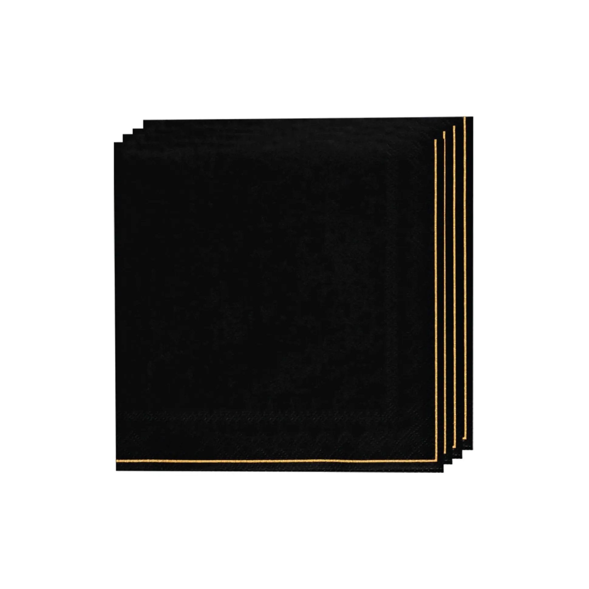Black with Gold Stripe Dessert Napkins 20ct