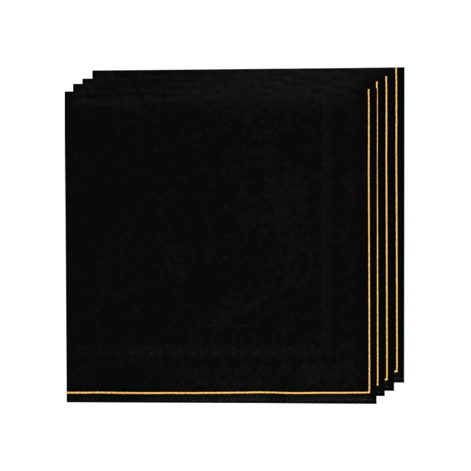 Black with Gold Stripe Lunch Napkins 20ct
