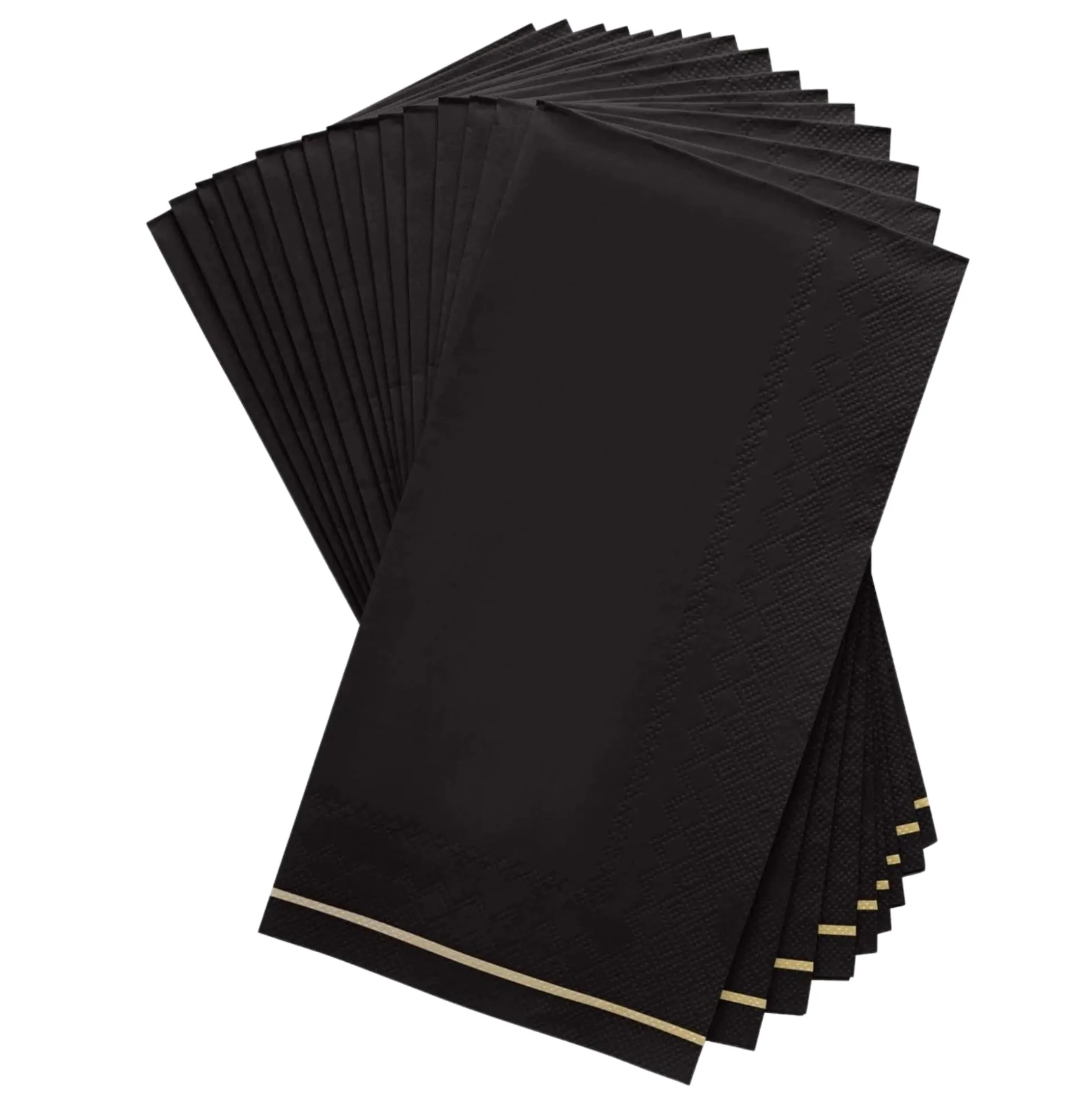 Black with Gold Stripe Paper Guest Towels 16ct
